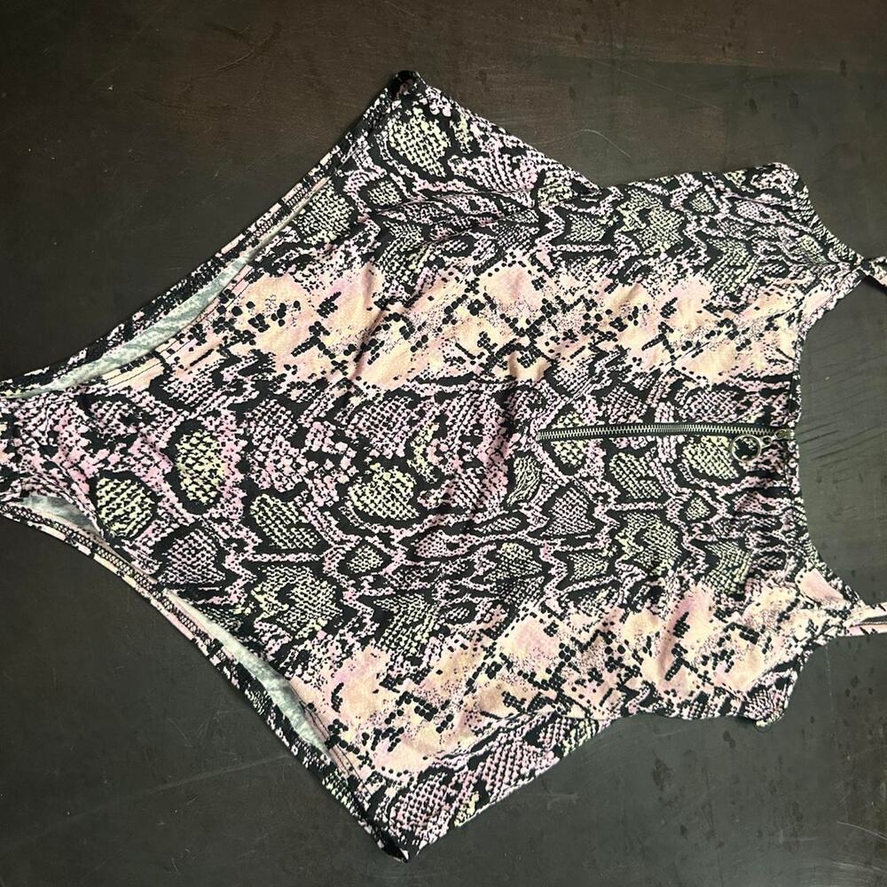 Pink and black snakeskin bodysuit